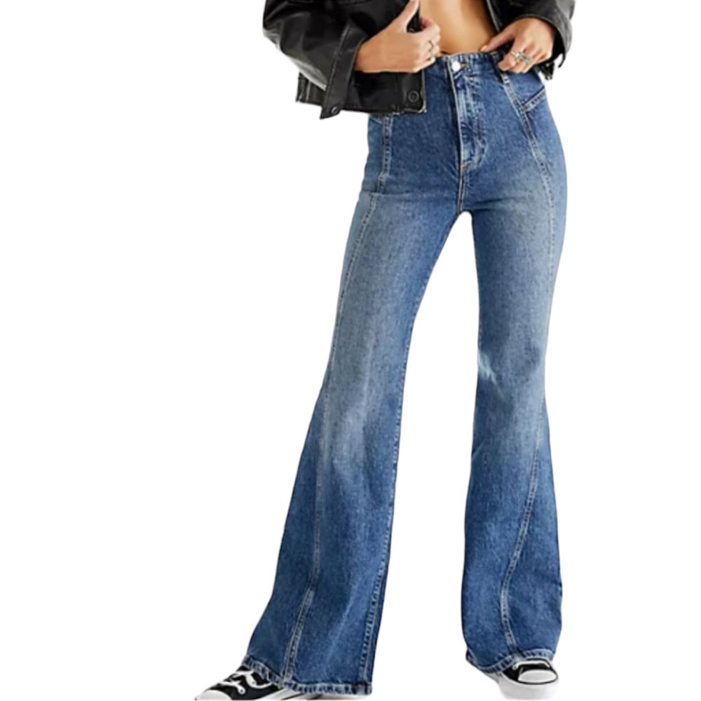 We The Free High-Rise Blue Flare Jeans